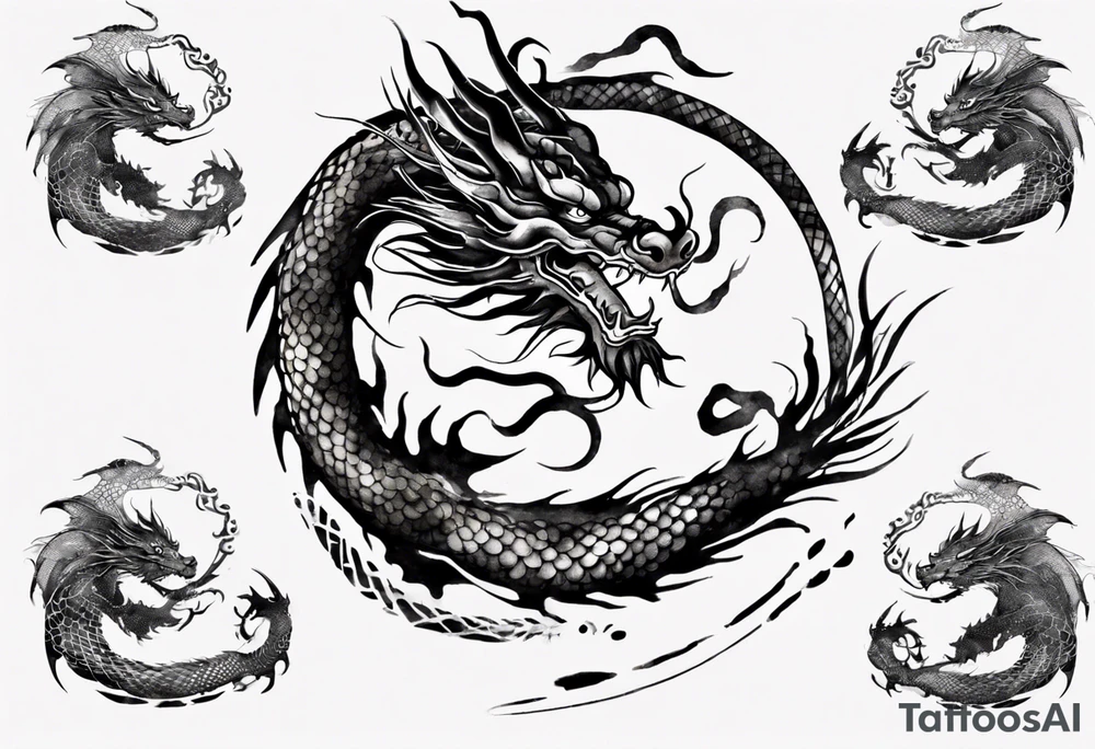 long chinese dragon with scales tattoo idea