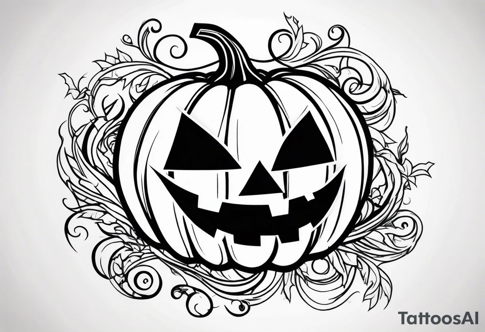 Scary Halloween pumpkin with vines tattoo idea