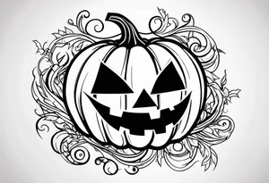 Scary Halloween pumpkin with vines tattoo idea