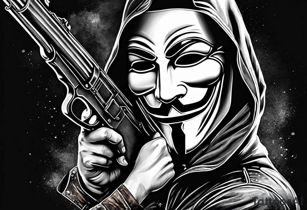 Anonymous with shotgun tattoo idea