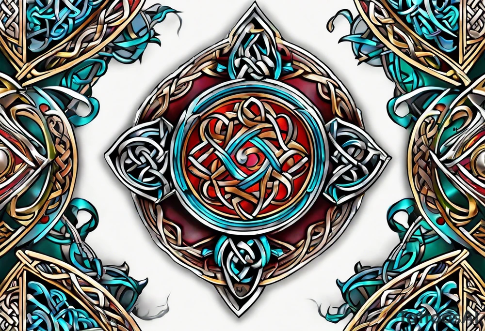 3d colored shoulder Celtic tattoo tattoo idea