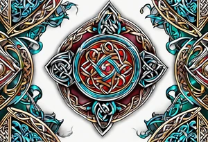 3d colored shoulder Celtic tattoo tattoo idea