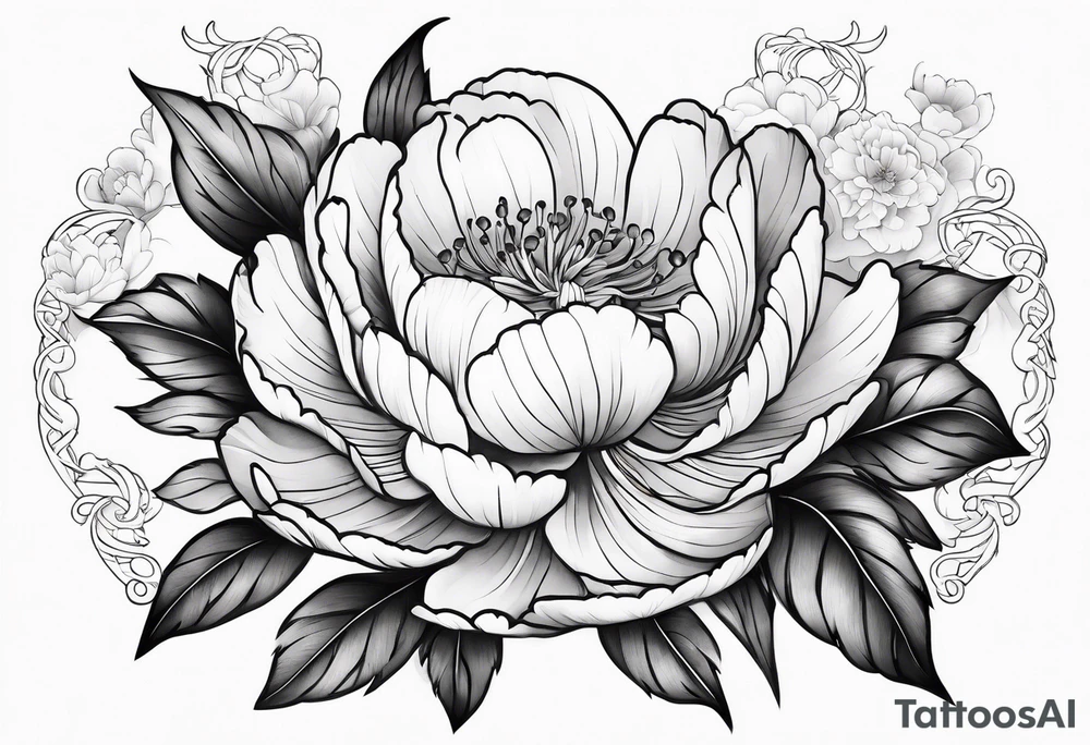 Praying in a peony garden tattoo idea