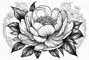 Praying in a peony garden tattoo idea