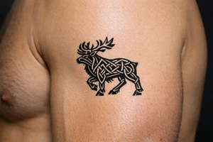 Caribou in Norse knot work open line concept mammon style tattoo idea