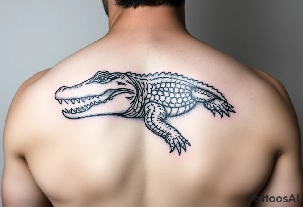 powerful majestic  crocodile tattoo idea