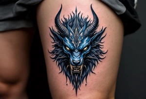 A midnight blue Seth animal head, shrouded in mystery and chaos. tattoo idea
