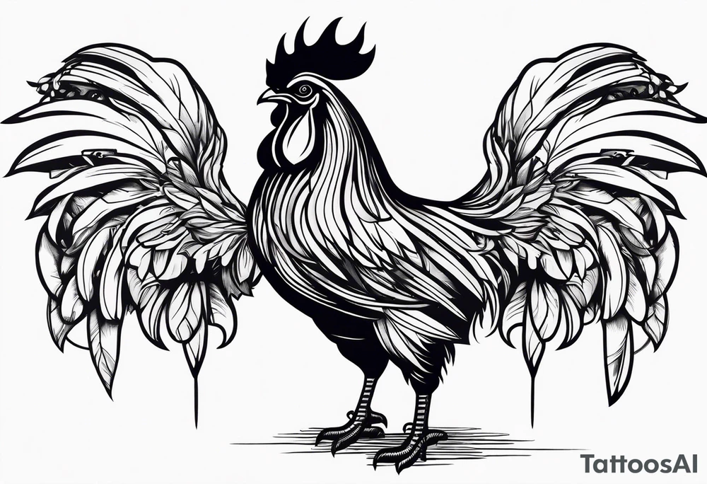 rooster holding machine gun tattoo idea