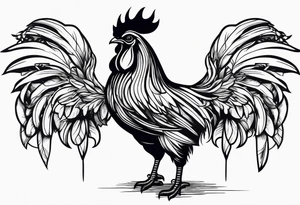 rooster holding machine gun tattoo idea