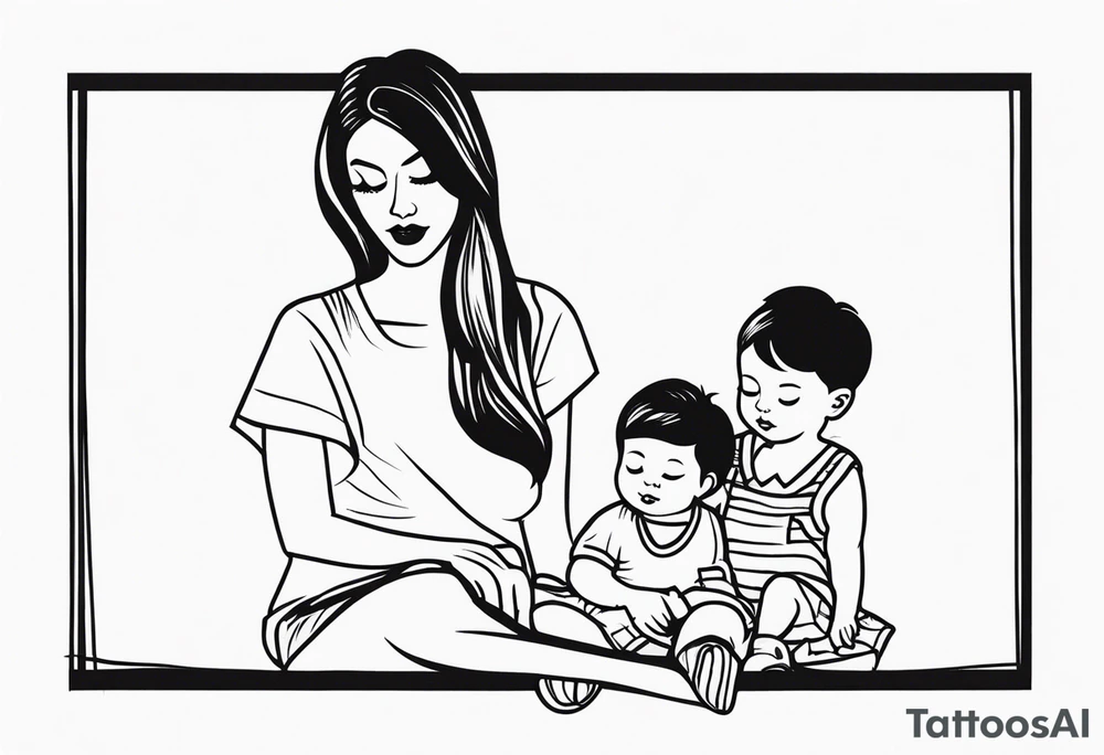 Mom with son and daughter tattoo idea