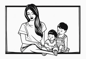 Mom with son and daughter tattoo idea