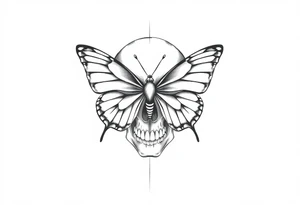 Butterfly infront of a skull tattoo idea