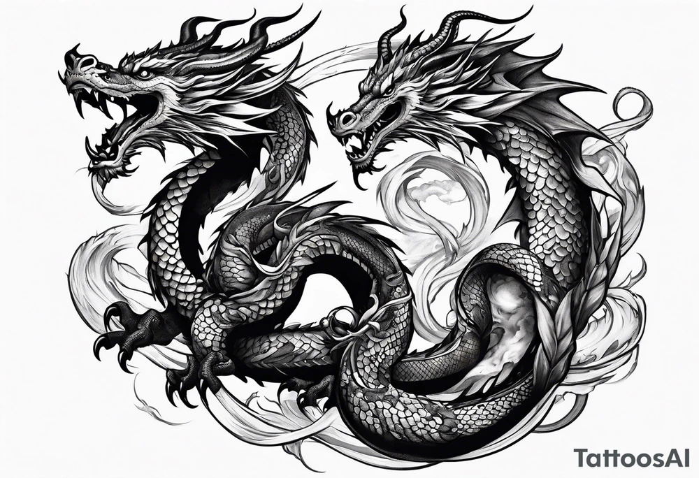 dragon fighting with snake tattoo idea