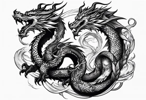 dragon fighting with snake tattoo idea