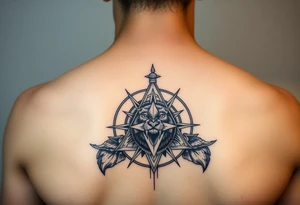 Compass lion pyramid tattoo idea