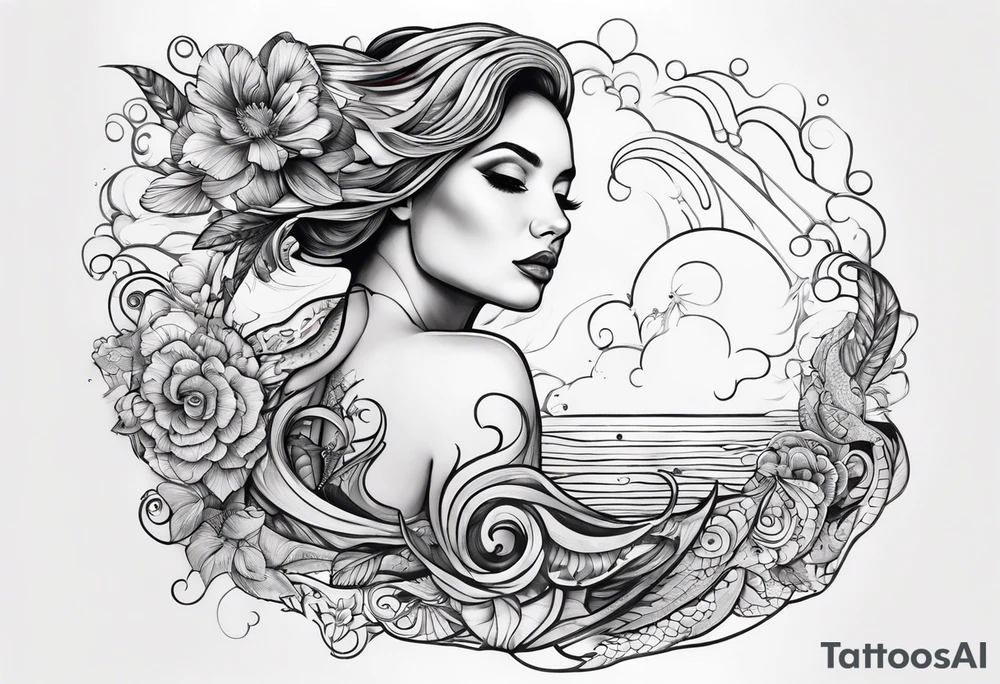 Woman swimming tattoo idea
