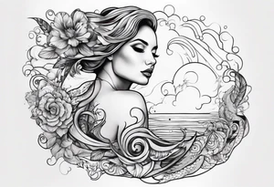 Woman swimming tattoo idea