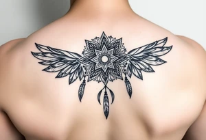 spiritual feathers ornamental mandala shaman tattoo idea