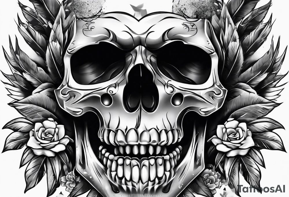 skull with 3 bullets in head tattoo idea