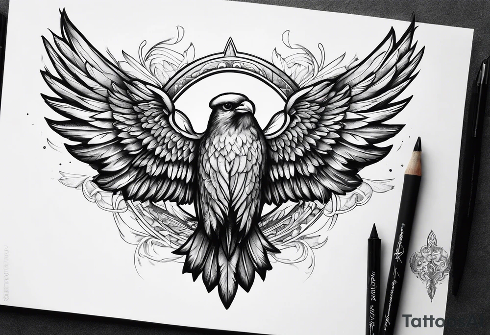 a halo over wings tattoo idea