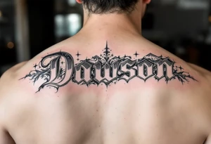 Dawson and Dakota names built into a sleeve tattoo idea