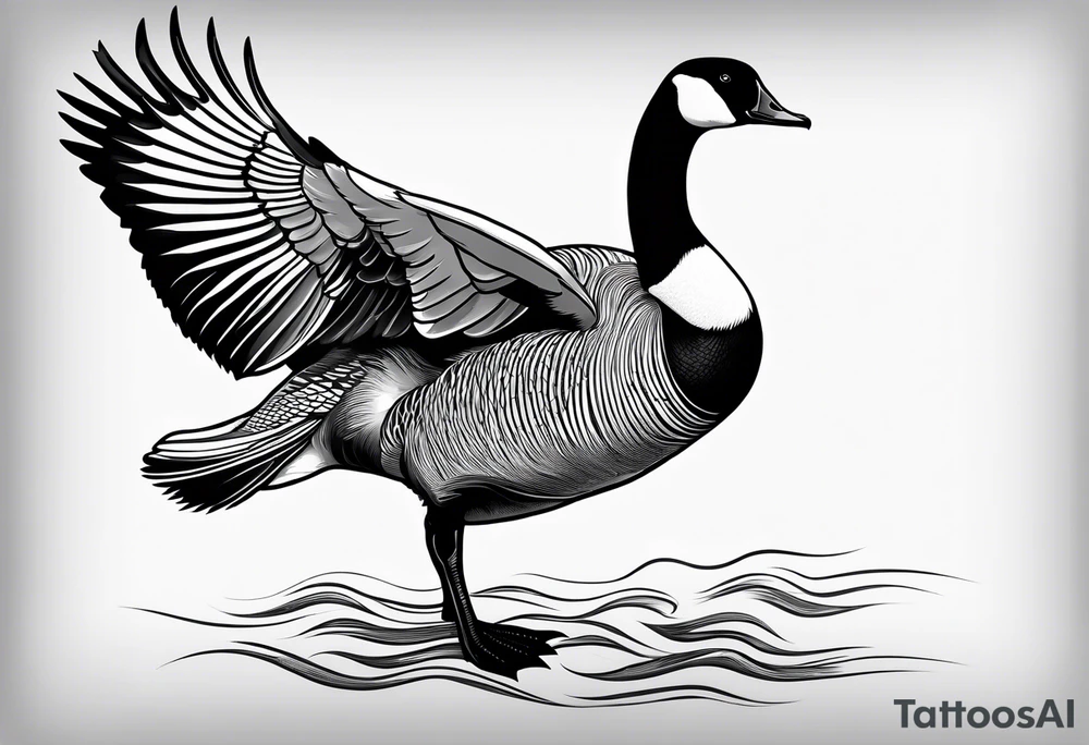 canadian goose in fighting mode tattoo idea