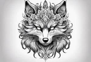 kitsune mask,whit Lycoris radiata tattoo idea