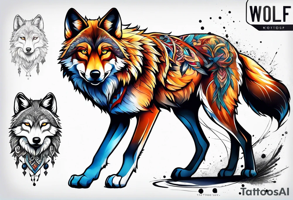 Hybrid between wolf and fox tattoo idea