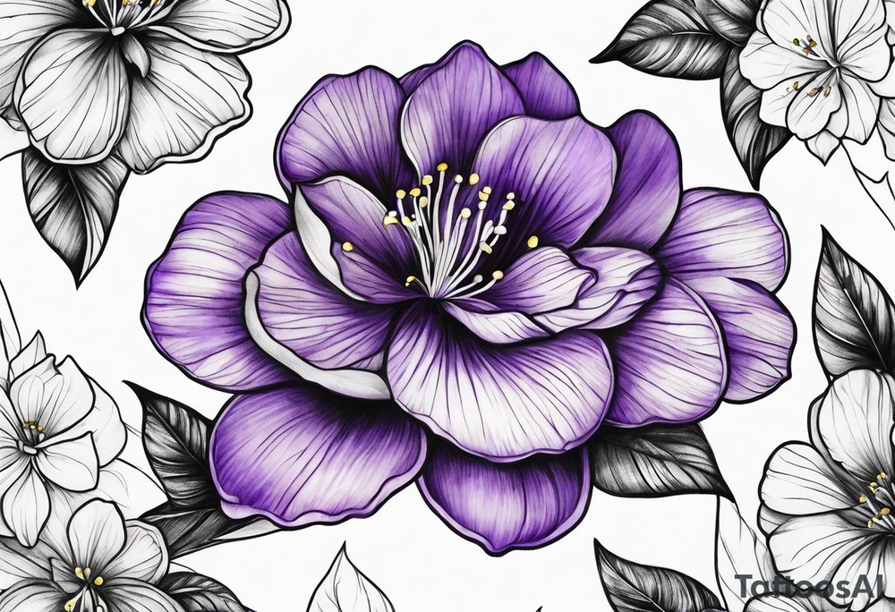 Violet flowers tattoo idea