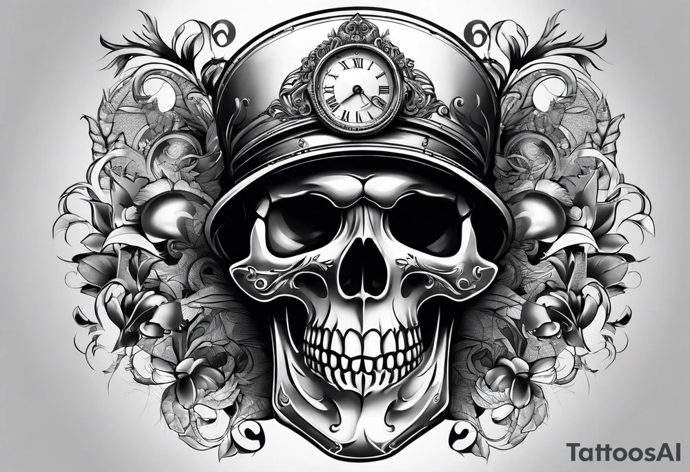 Skull mixed with watch tattoo idea