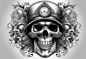Skull mixed with watch tattoo idea