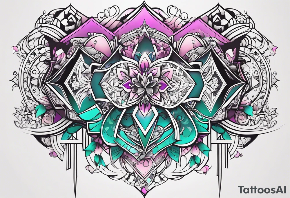 I want a tattoo of my daughter’s name MARIAH. I want it block graffiti style with some background shading colors should be pink teal purple and other colors like that and also some orange and black tattoo idea