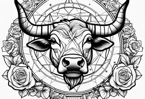 Taurus constellation with stars and roses fine lines tattoo idea