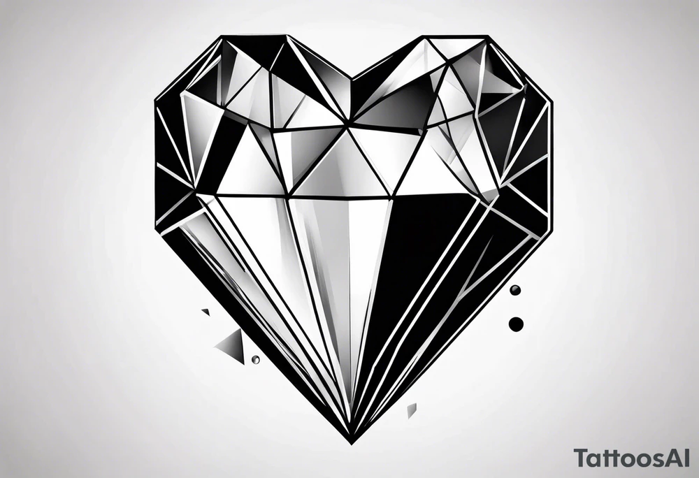 heart diamond black hexagon tattoo idea