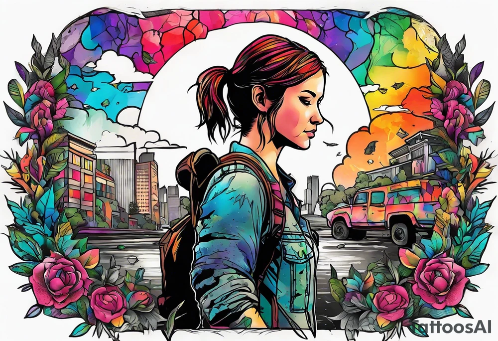 Last of Us tattoo that incorporates Pride colors. No characters! tattoo idea