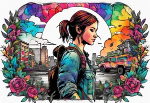 Last of Us tattoo that incorporates Pride colors. No characters! tattoo idea