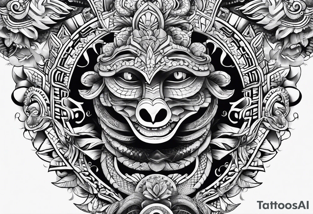 aztec snake sleeve tattoo idea