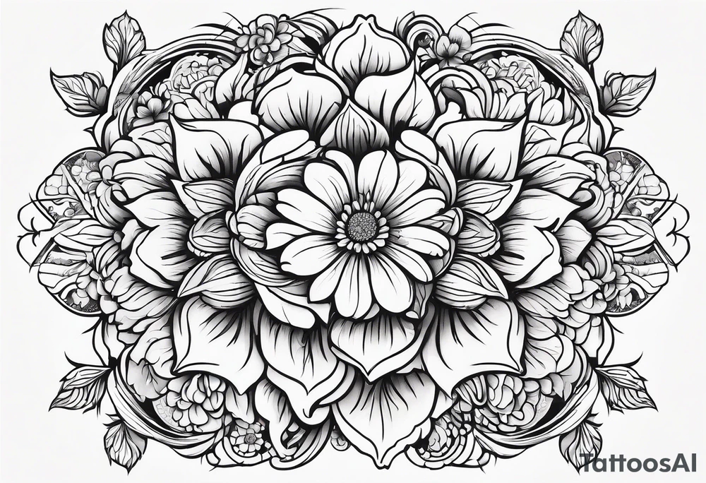 fine line whimsical floral design mirrored tattoo idea fine line whimsical floral design mirrored tattoo idea