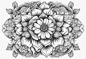 fine line whimsical floral design mirrored tattoo idea
