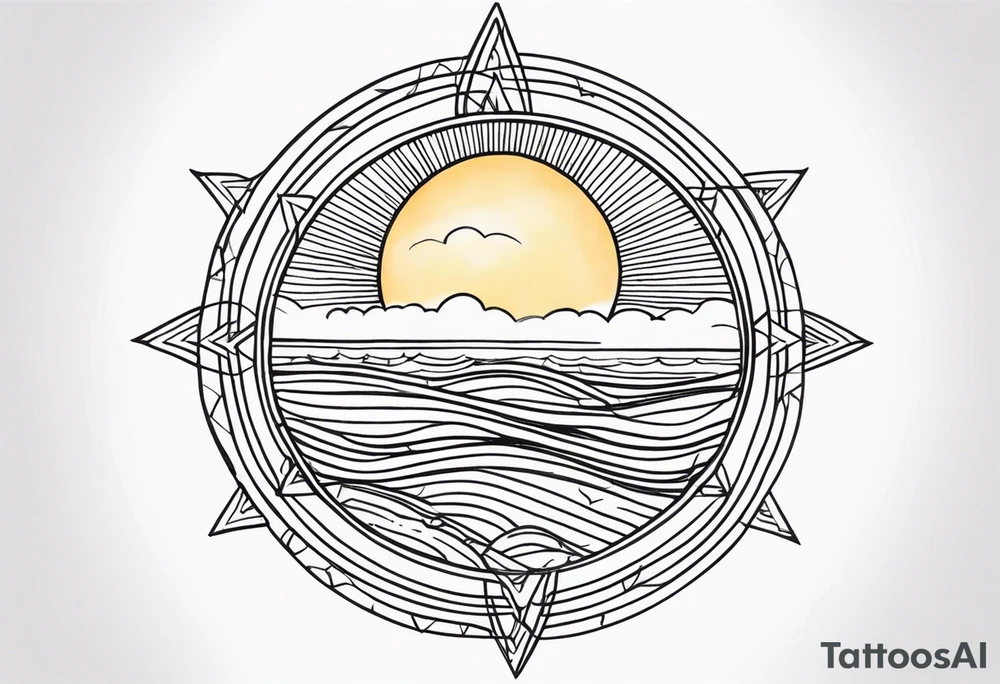 Draw me a beautiful and realistic sun tattoo using the ONE LINE method.
May the tattoo be pleasant, optimistic and positive.
Location: Above a man's chest tattoo idea