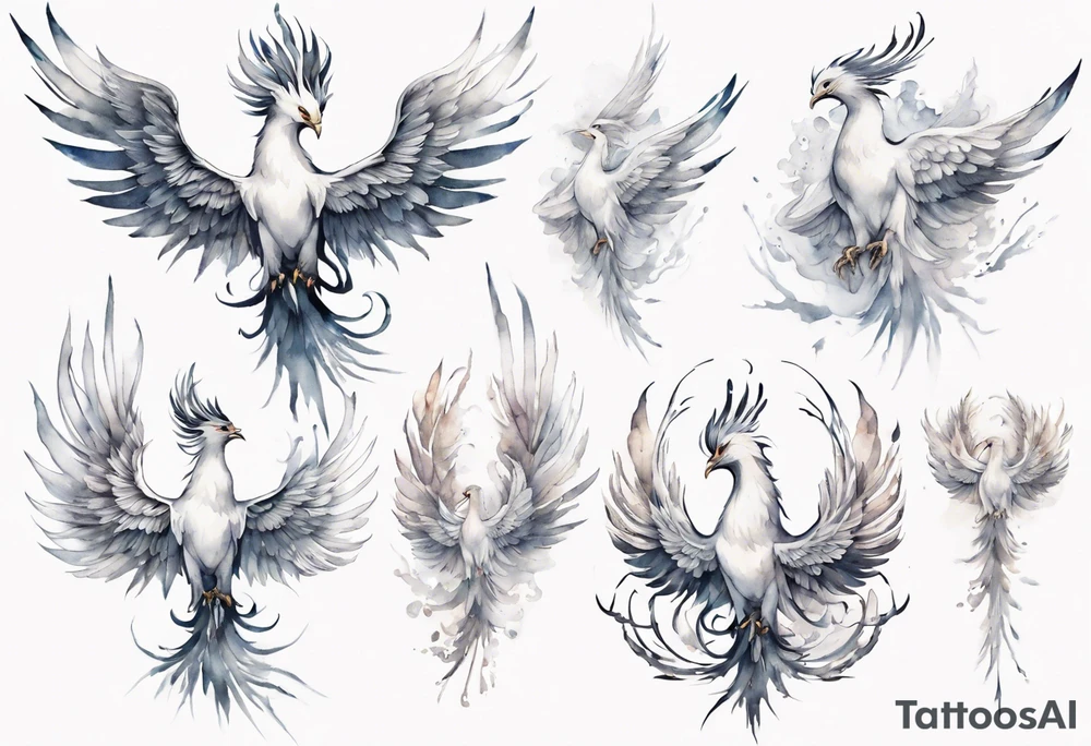 a white phoenix wearing iron diadem tattoo idea