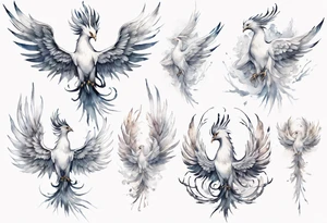 a white phoenix wearing iron diadem tattoo idea