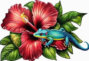 Hibiscus, gecko tattoo idea