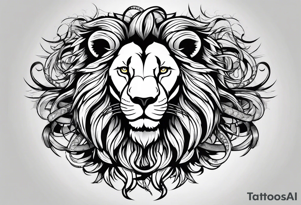 lion with snake hair tattoo idea