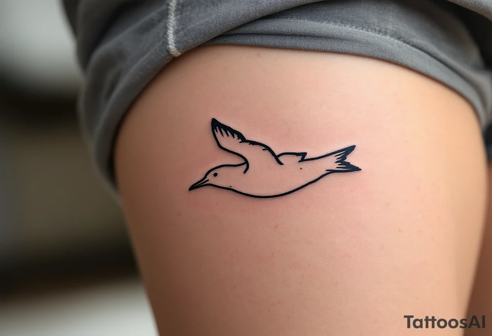 Minimalist Albatross Line Art – A single continuous black line forming the shape of an albatross in flight, ideal for a discreet and elegant design. tattoo idea