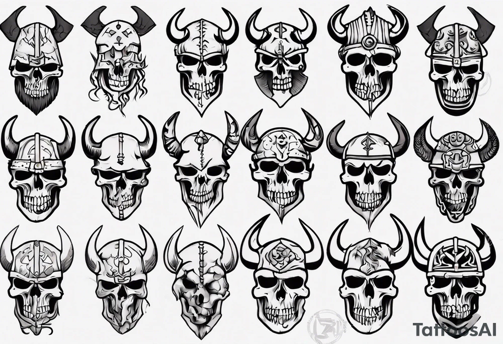 Viking skeleton head tattoo idea