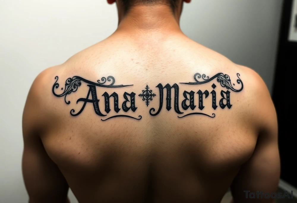 The name Ana Maria in Mayan symbols tattoo idea