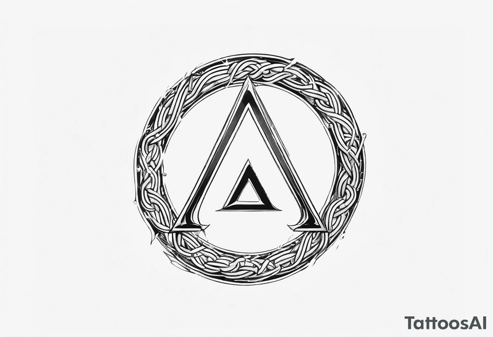 Simplistic greek letter delta inside a circle made from chain and whip elements tattoo idea