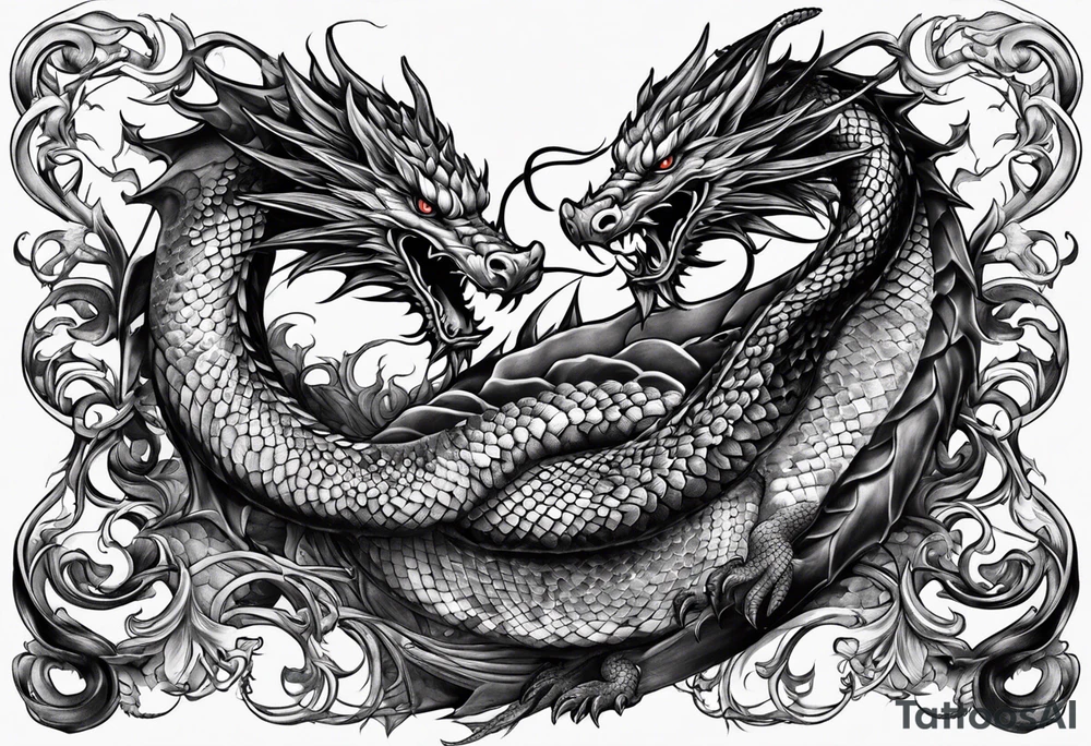 full snake and dragon back tattoo tattoo idea
