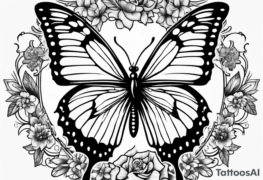 book music weed butterfly tattoo idea